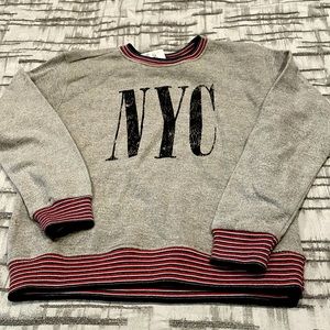 NWT Vintage Havana NYC graphic Sweatshirt Girls Size Large/14 Gray with Stripe